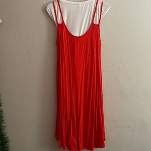 Red, flowy, mini dress